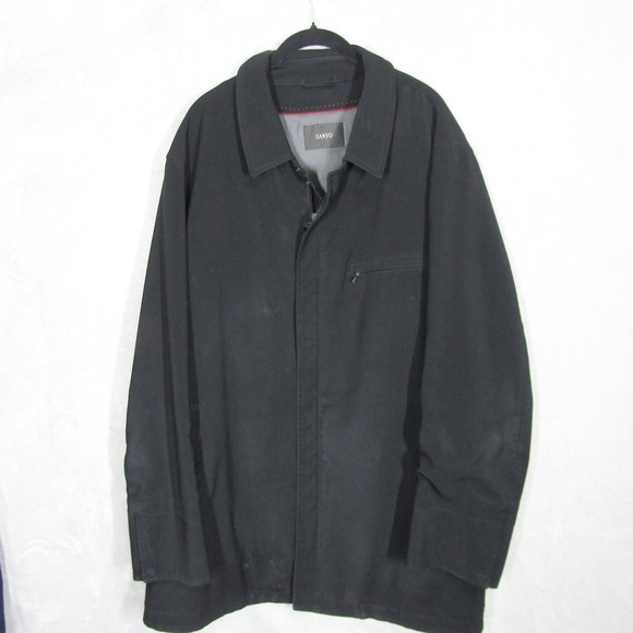 Sanyo Jacket Coat Men's Black Casual Size XL Collared Full Zip Breath Thermo